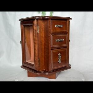 Vintage Rare Lazy Susan Rotating Jewelry Box